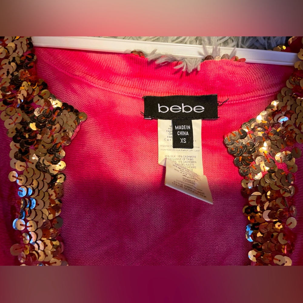 Bebe Sequence Flared Top, Xs - image 6